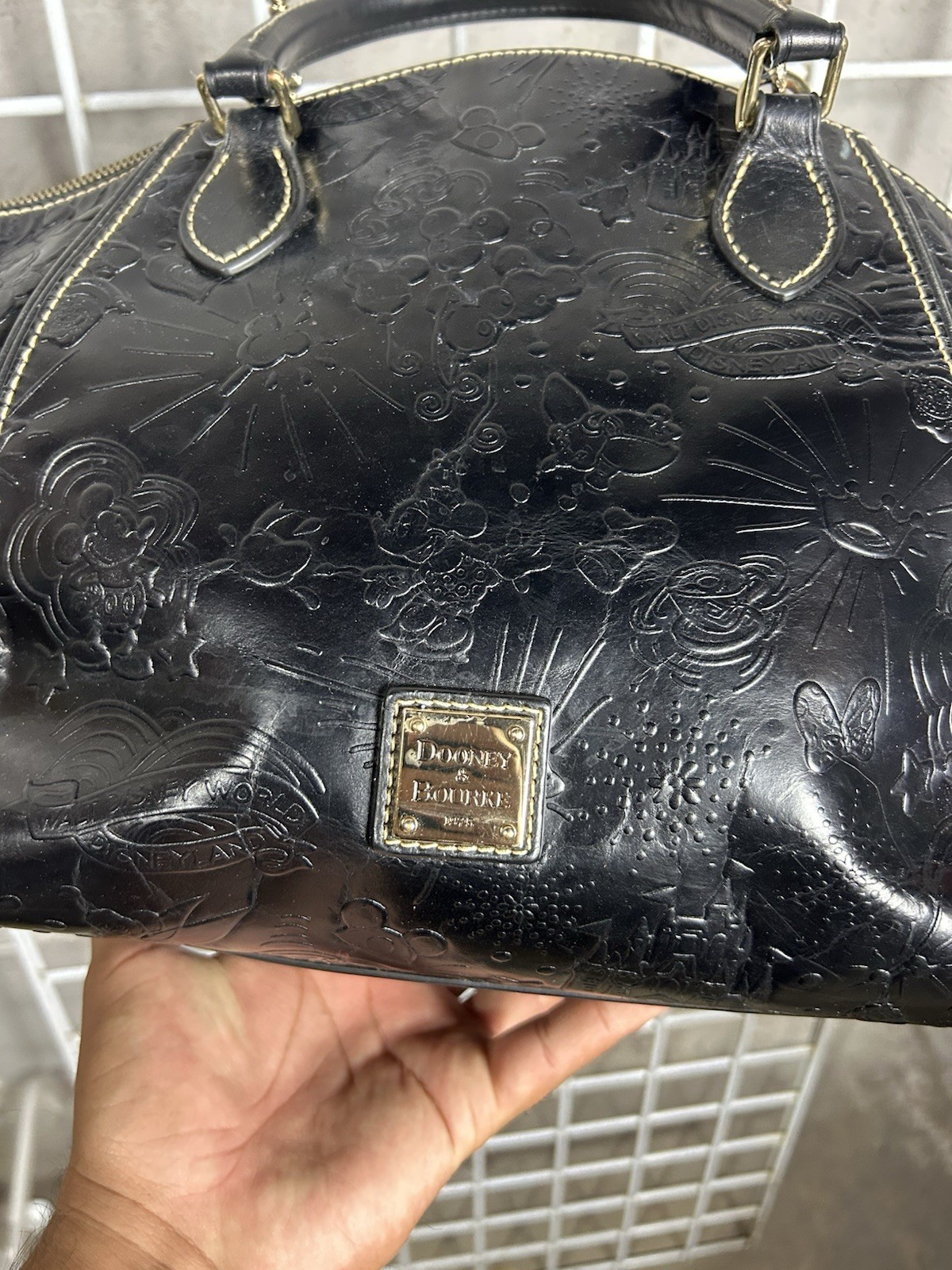 Dooney & Bourke Embossed Leather Disney Sketch Satchel Mickey Mouse Bag Purse