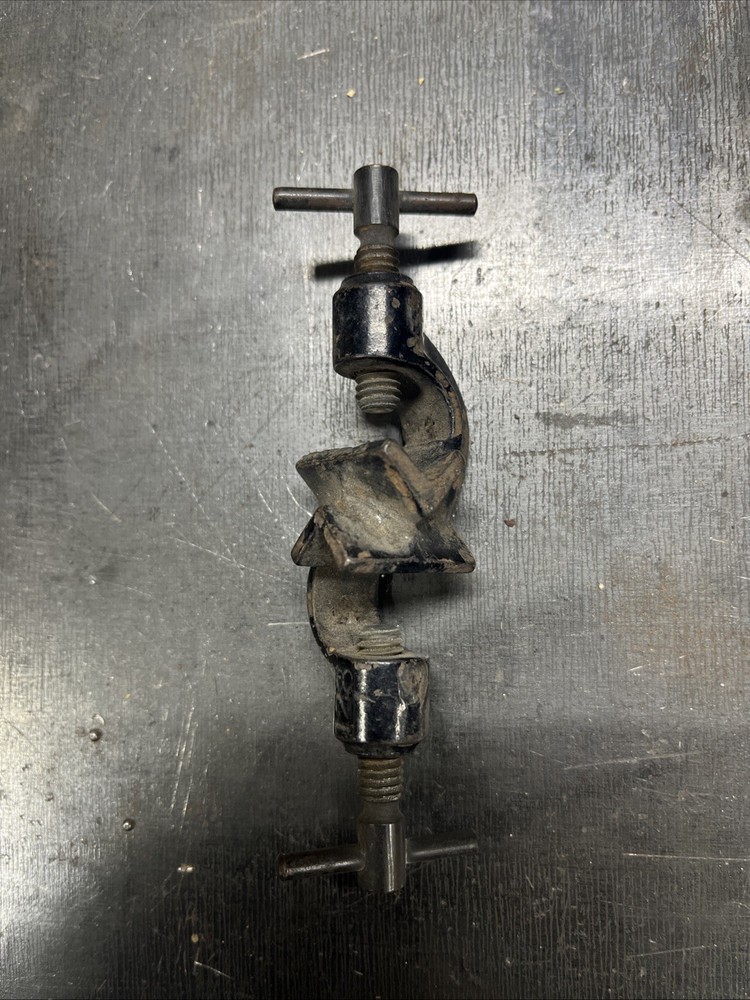 Unique Iron Double Pipe Clamp 6" Long Clean & Working Early Plumbers Tool
