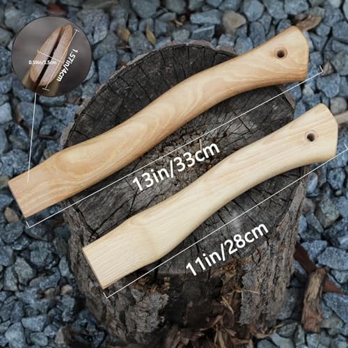 Axe Handle Replacement, 13in+11in Hickory Hatchet Handle Replacement log color