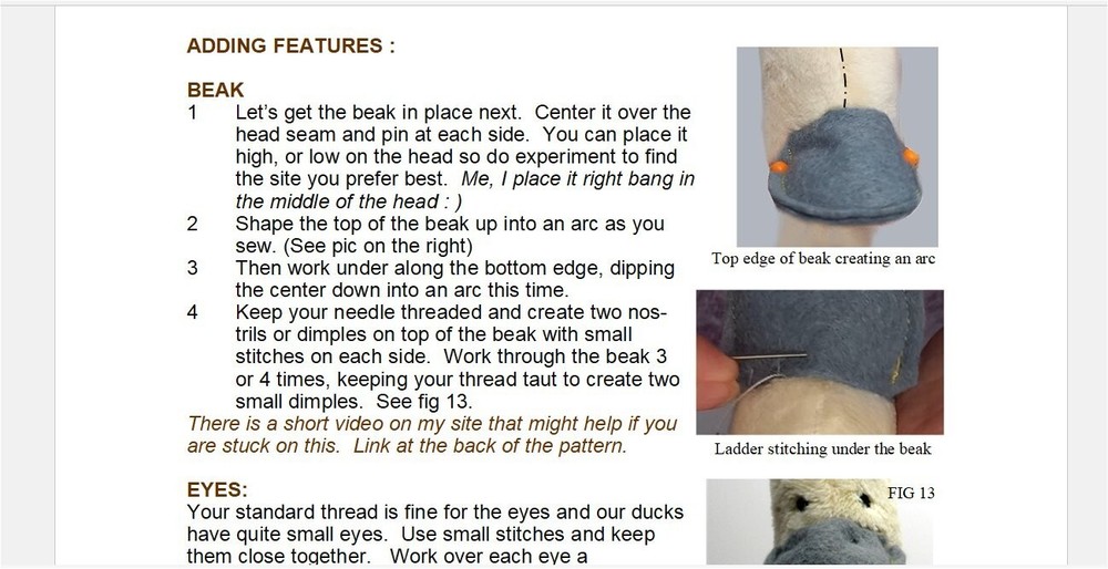 Beaky Duck sewing pattern by pcbangles