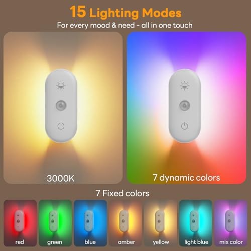 Motion Sensor Night Light Rechargeable: 90-Day Lasting Battery for 3-Pack