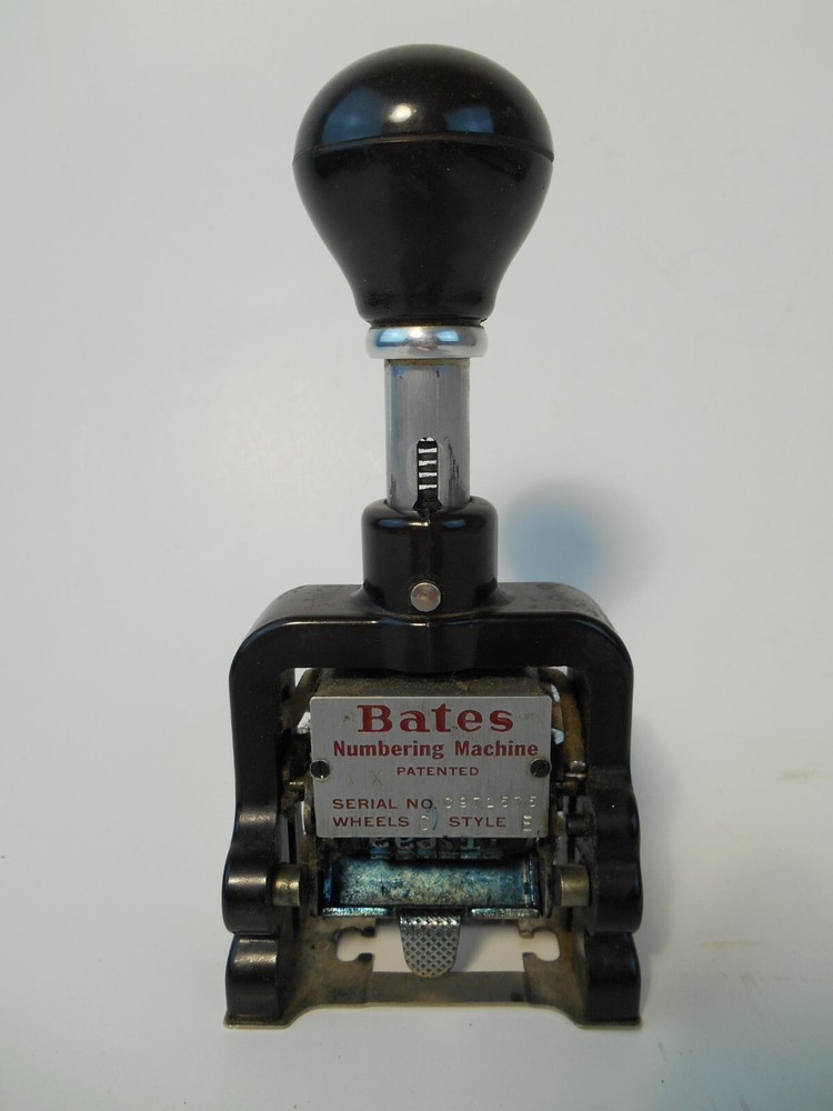 Vintage Bates Numbering Machine 6 Wheel Style E