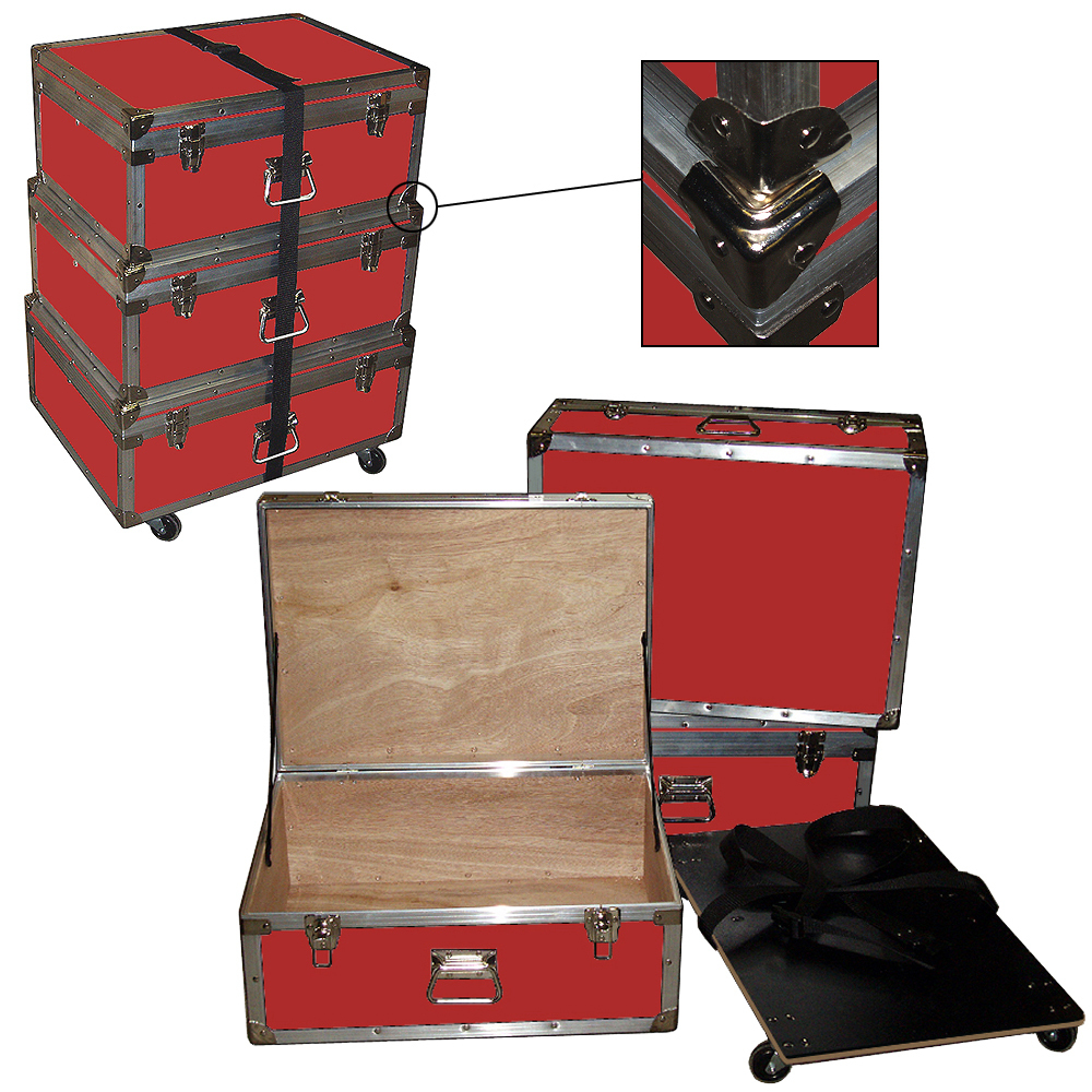 Triple Accessory Case Rolling Stack! 1/4" Medium Duty - Many Colors! - RED