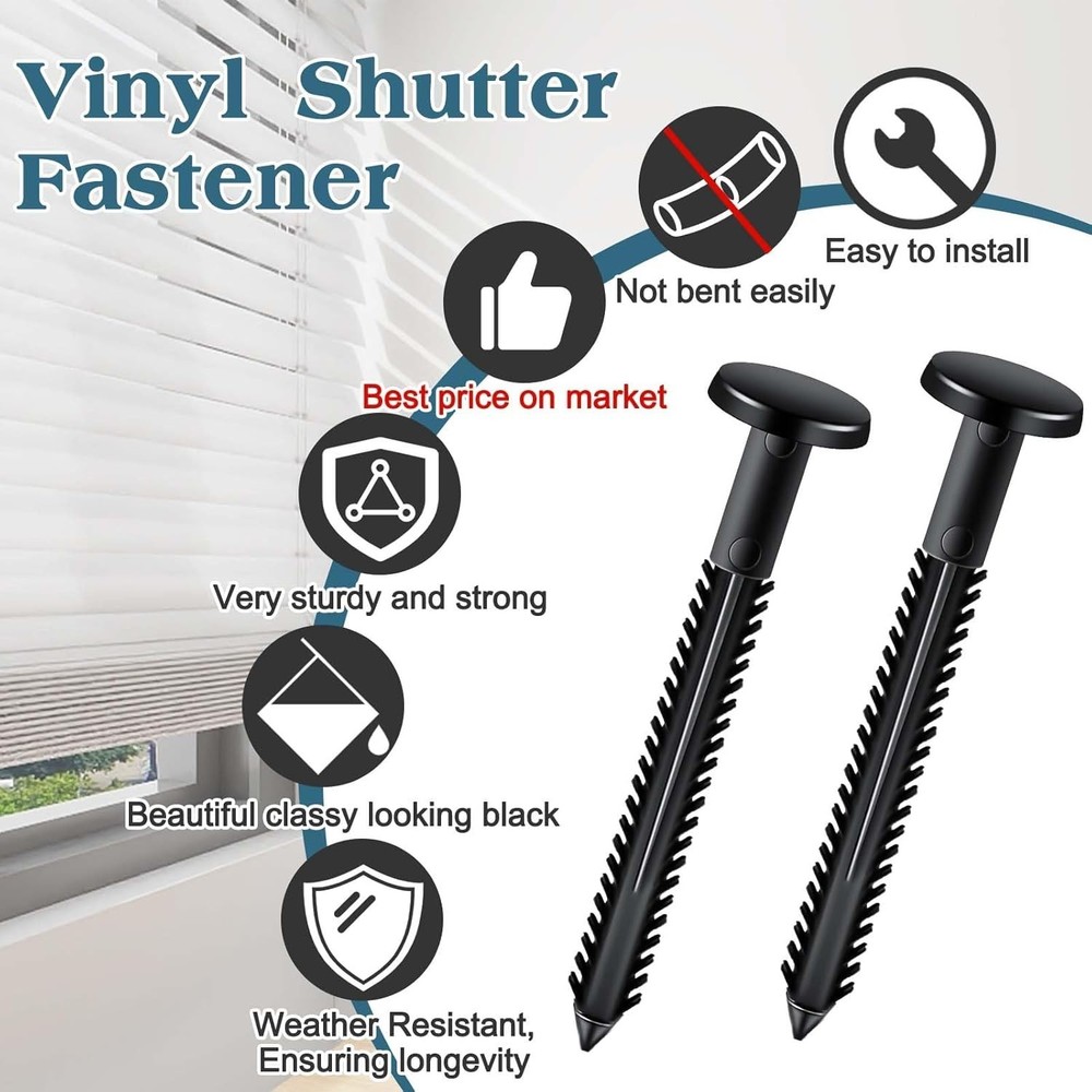 60Pcs 3 Inch Vinyl Shutter Fasteners, Window Shutter Panel Pegs Shutter Screws L