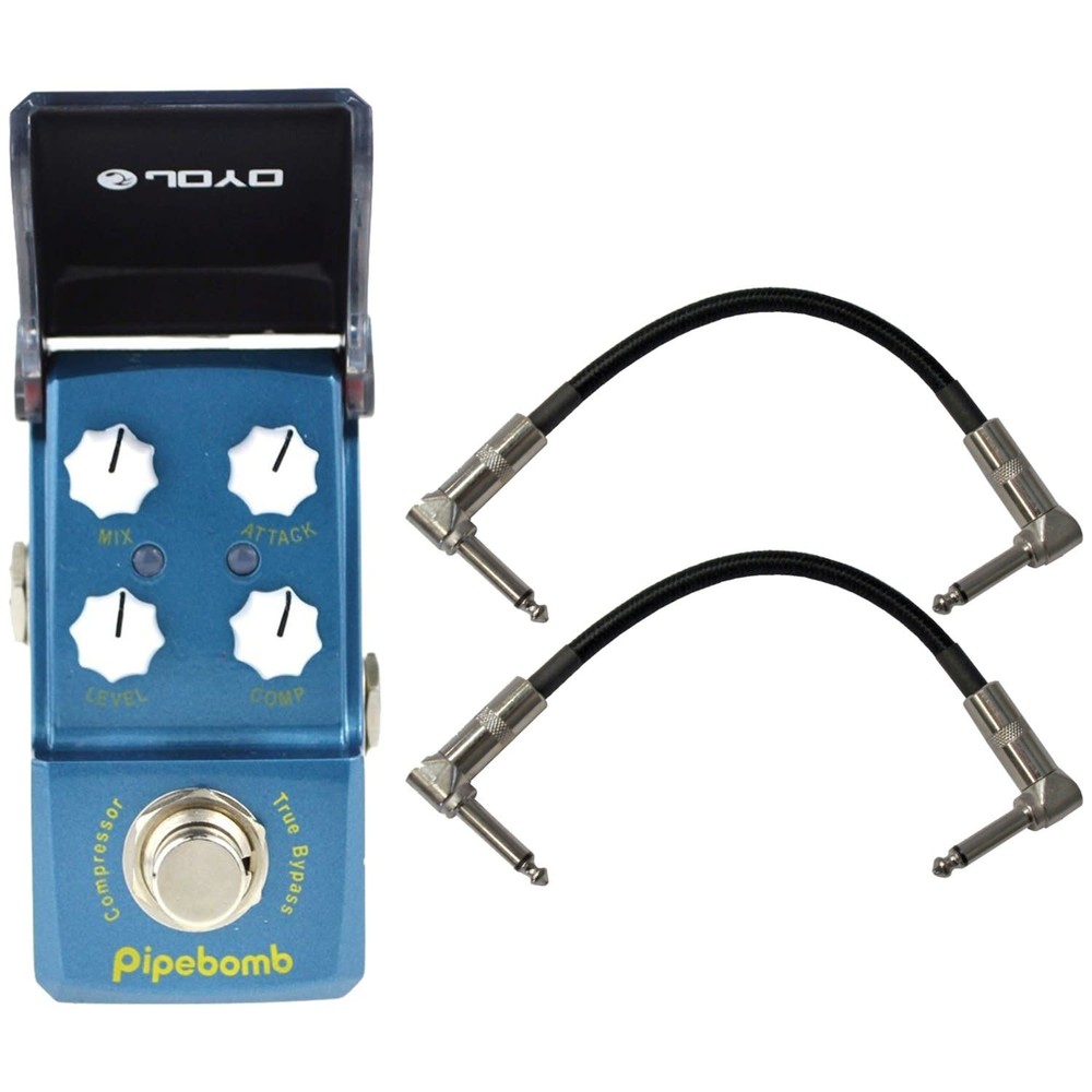 Joyo JF-312 Pipebomb Compressor True Bypass Mini Pedal w/ Patch Cables
