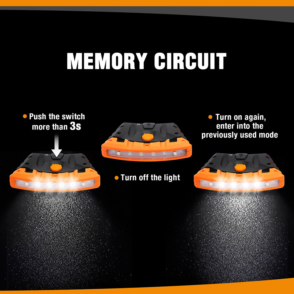 EverBrite 2-Pack Rechargeable Hat Light, IPX4 Waterproof Clip w/Memory Function