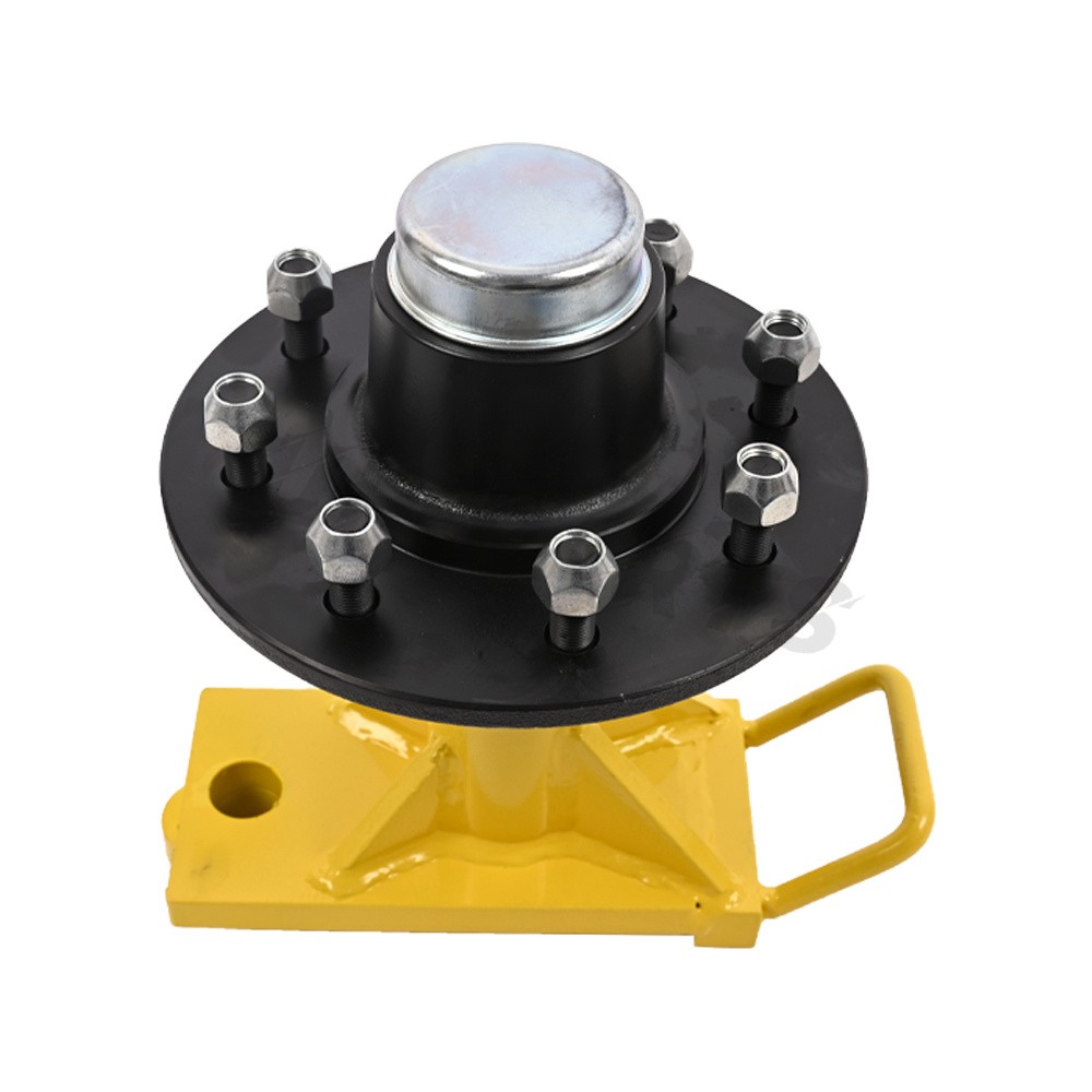 8 x 6.5 Lug 9000LB Yellow Shipping Container Wheels, Bolt-on Spindle Kit