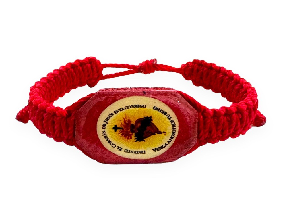 Detente Corazon Jesus esta Conmigo Red Corded Adjustable Bracelet Pulsera Unisex