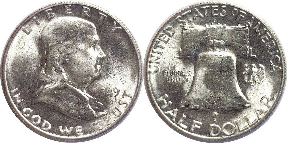 1949-S 50C Franklin Silver Half Dollar Uncirculated