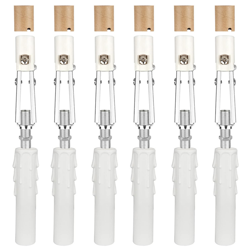 6 Set E12 Adjustable Candelabra Socket, Chandelier Fixture Sockets with Cardboar