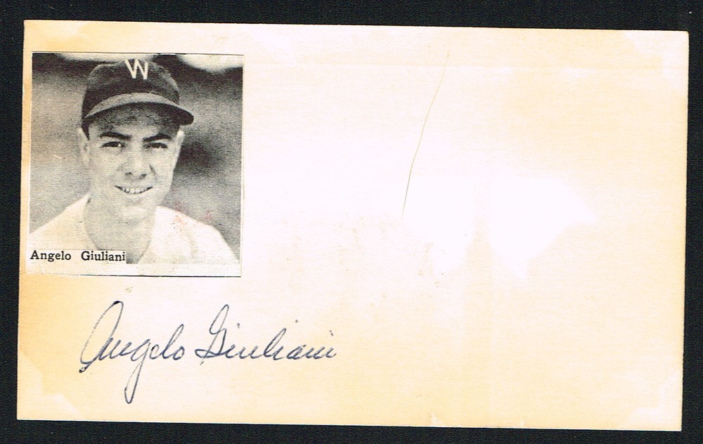Angelo Giulliani (d. 2004) signed auto 3x5 index card Baseball Player H3141