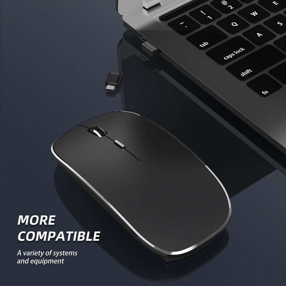 Wireless Mouse Chargeable Portable Silent Wireless Mouse USB and -C Dual Mode...
