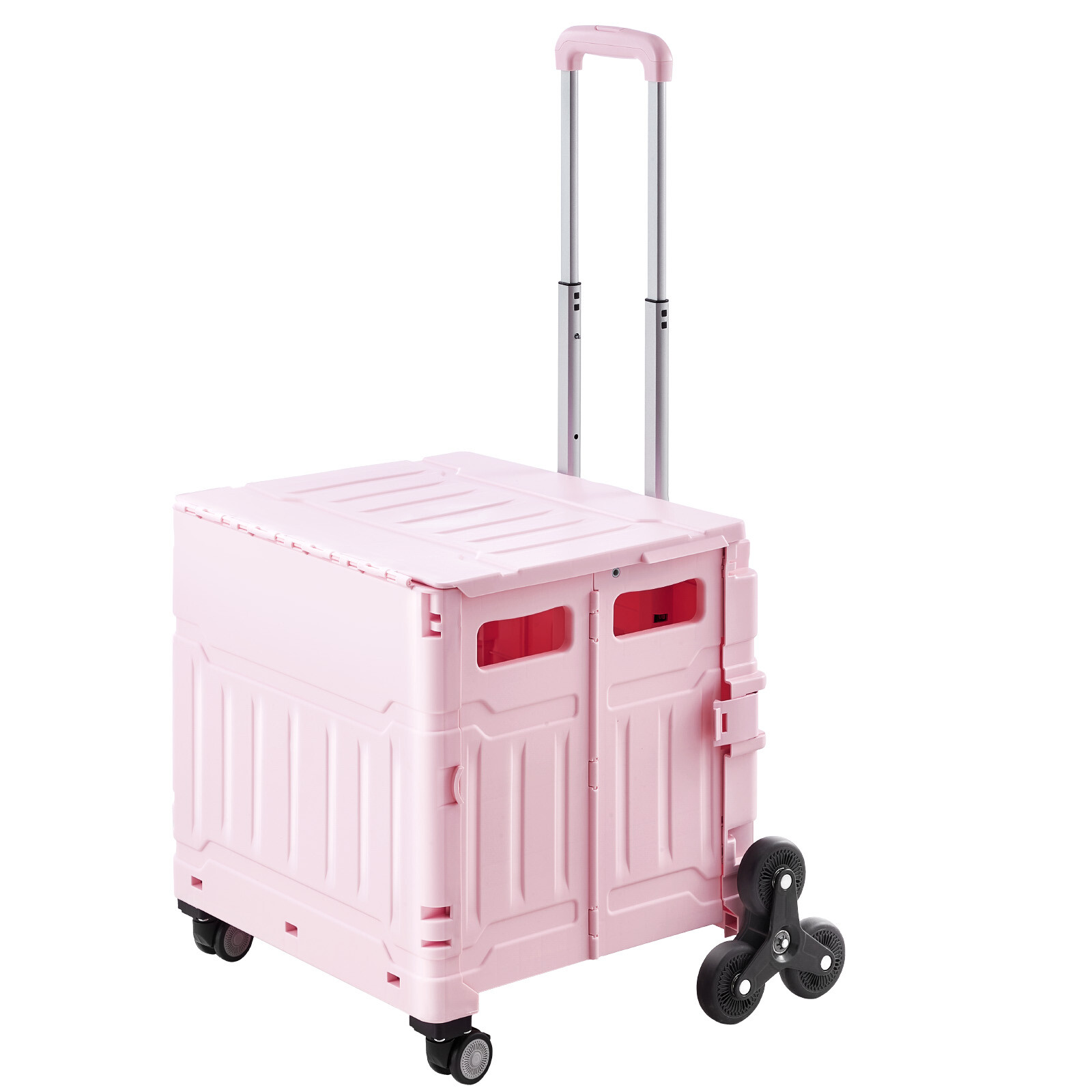 Foldable Cart with Stair Climbing Wheels Collapsible Rolling Crate 65L