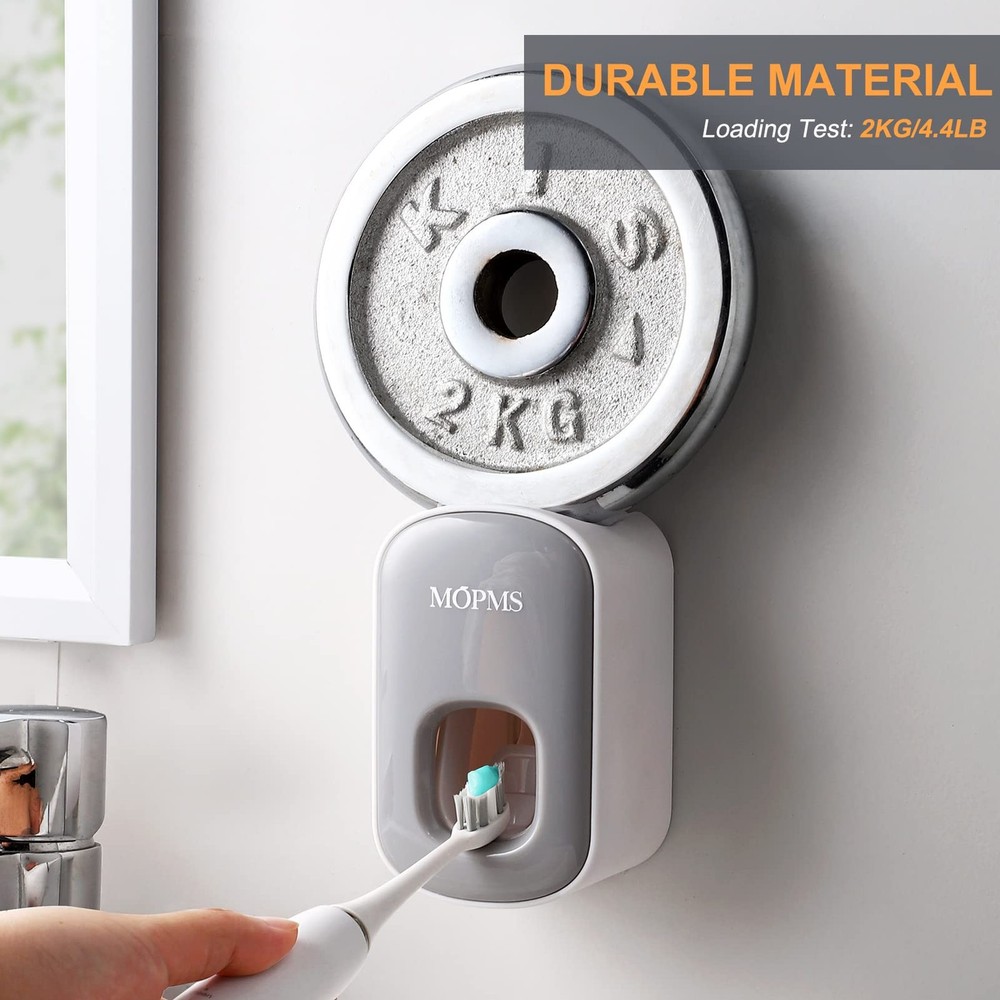 MOPMS Toothpaste Dispenser Wall Mounted for Bathroom Automatic Gray