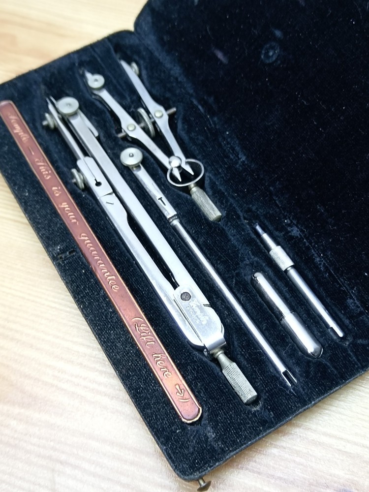 Vintage Temple Instruments Technical Drawing / Draughtsman Set In Case
