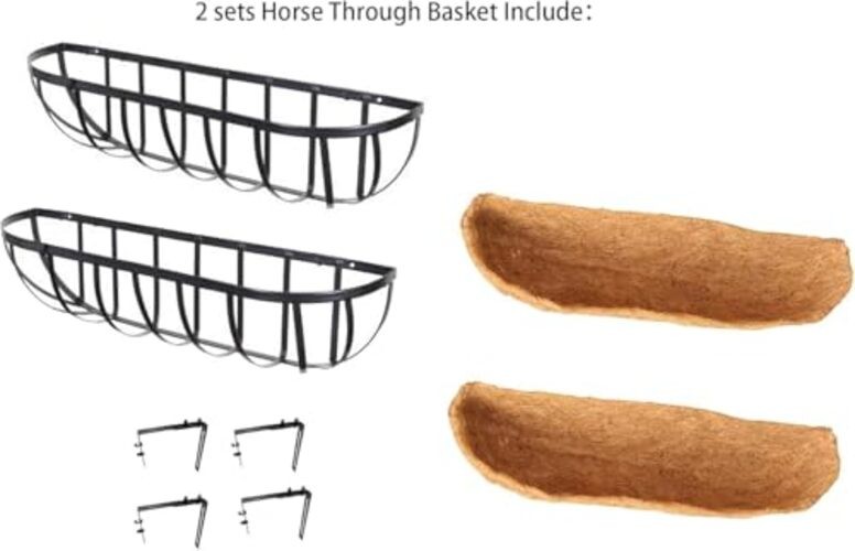 24 Inch Window Box Planters 2 Pack with Coco Liners, Rustproof 24inch/2pack