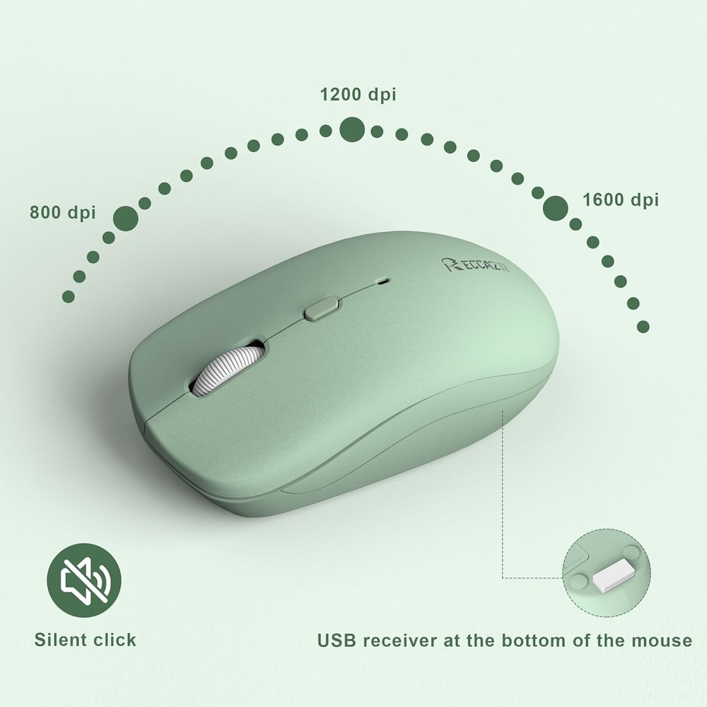 Wireless Keyboard and Mouse Combo, Full-Sized Wireless Keyboard and Adjustable D