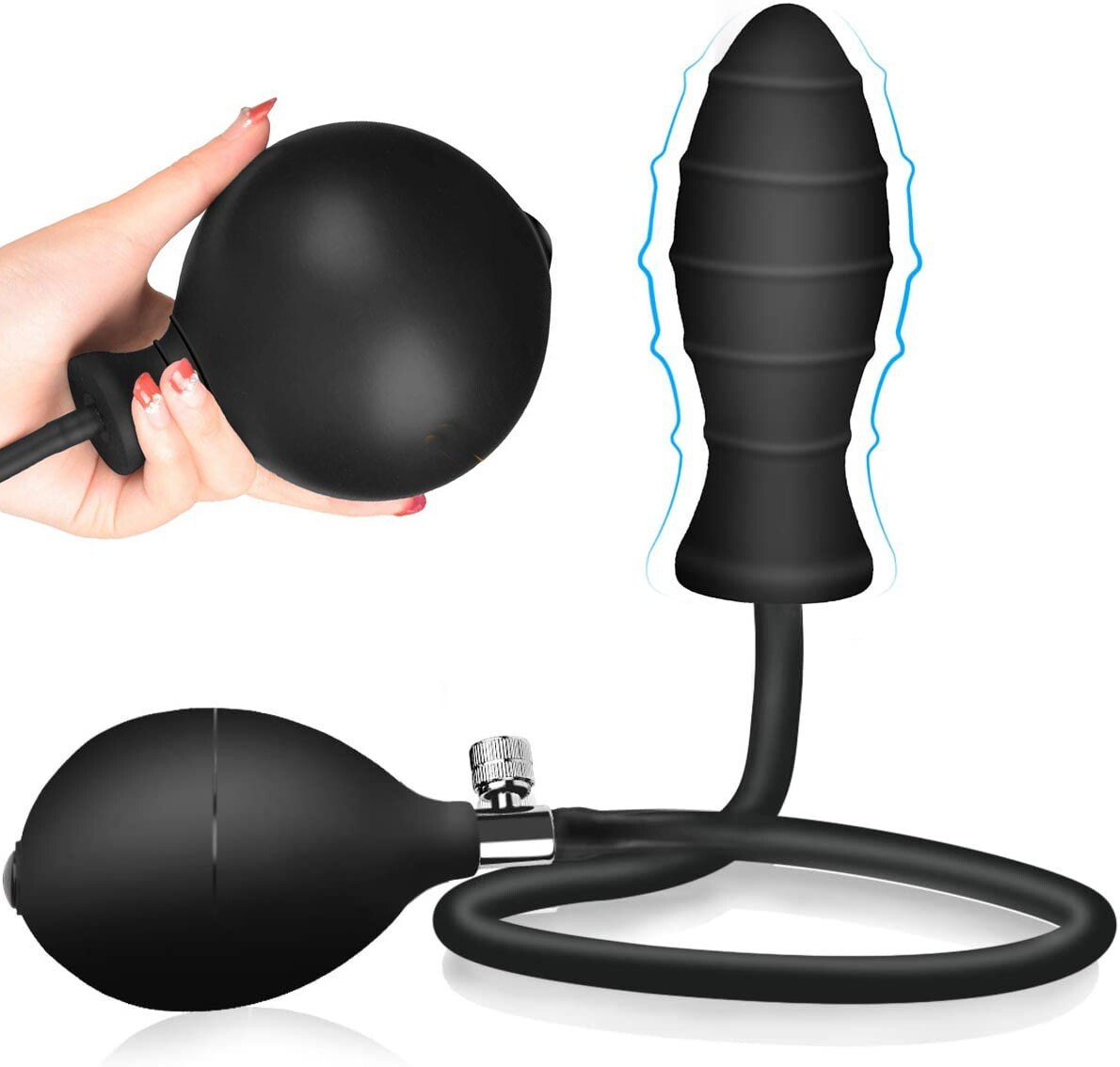 Inflatable Expandable Anal Balloon Butt Plug Dildo With Hand Pump