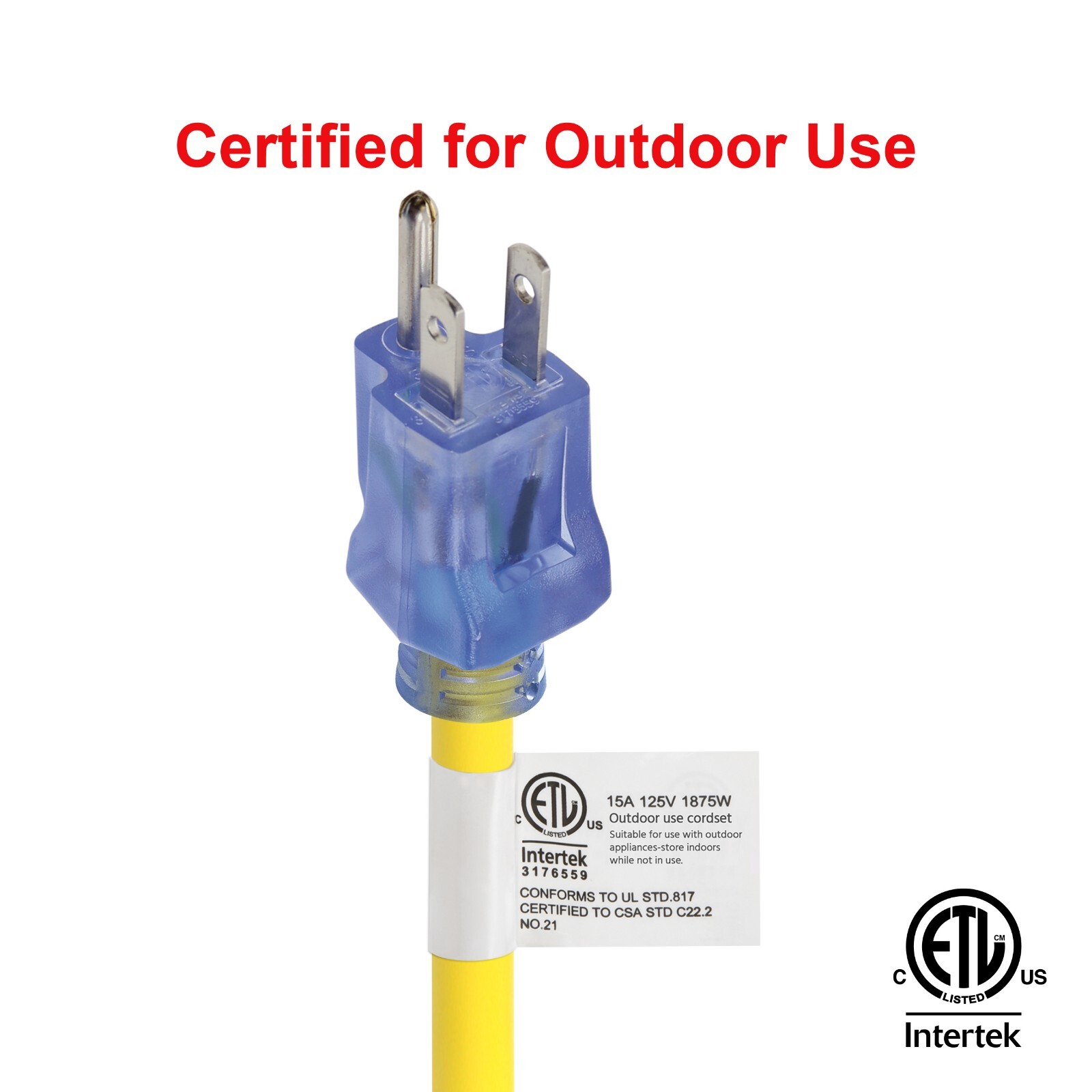 CP 100ft 12/3 SJTW Yellow Outdoor Extension Cord w/Power Indicator Light,CP10149
