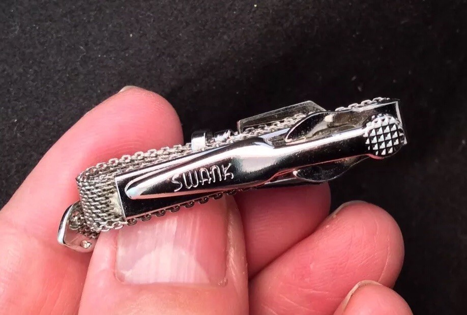 Swank Silvertone Mesh Belt Tie Clip
