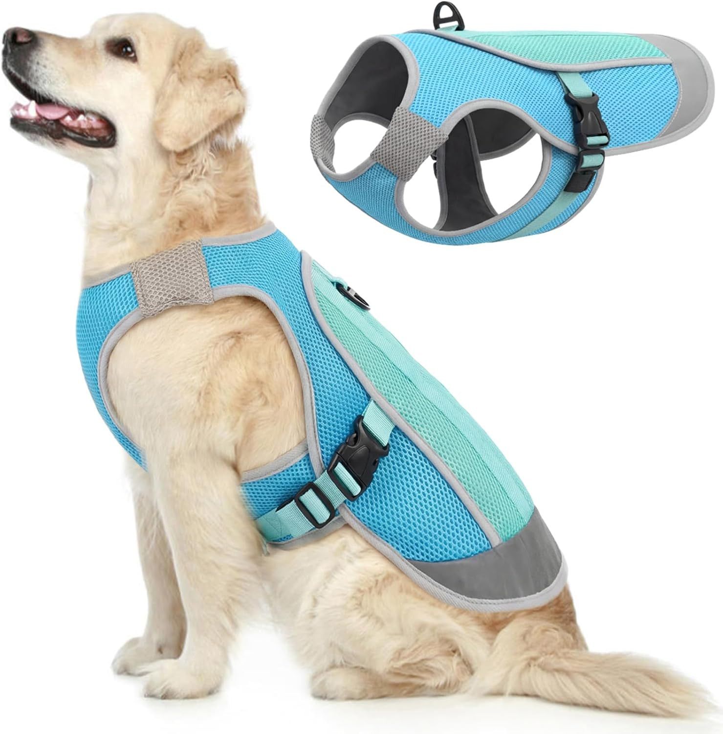 Kuoser Dog Cooling Vest for Summer, Lightweight Dog Cooling Harness Shirt with B