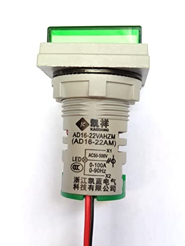 with Three-Digit Display AC Current, Voltage, Frequency Indicator, 22mm Green