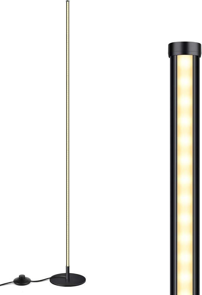 LED Corner Floor Lamp, 57.5" Minimalist Dimmable Sleek Light, Adjustable Height