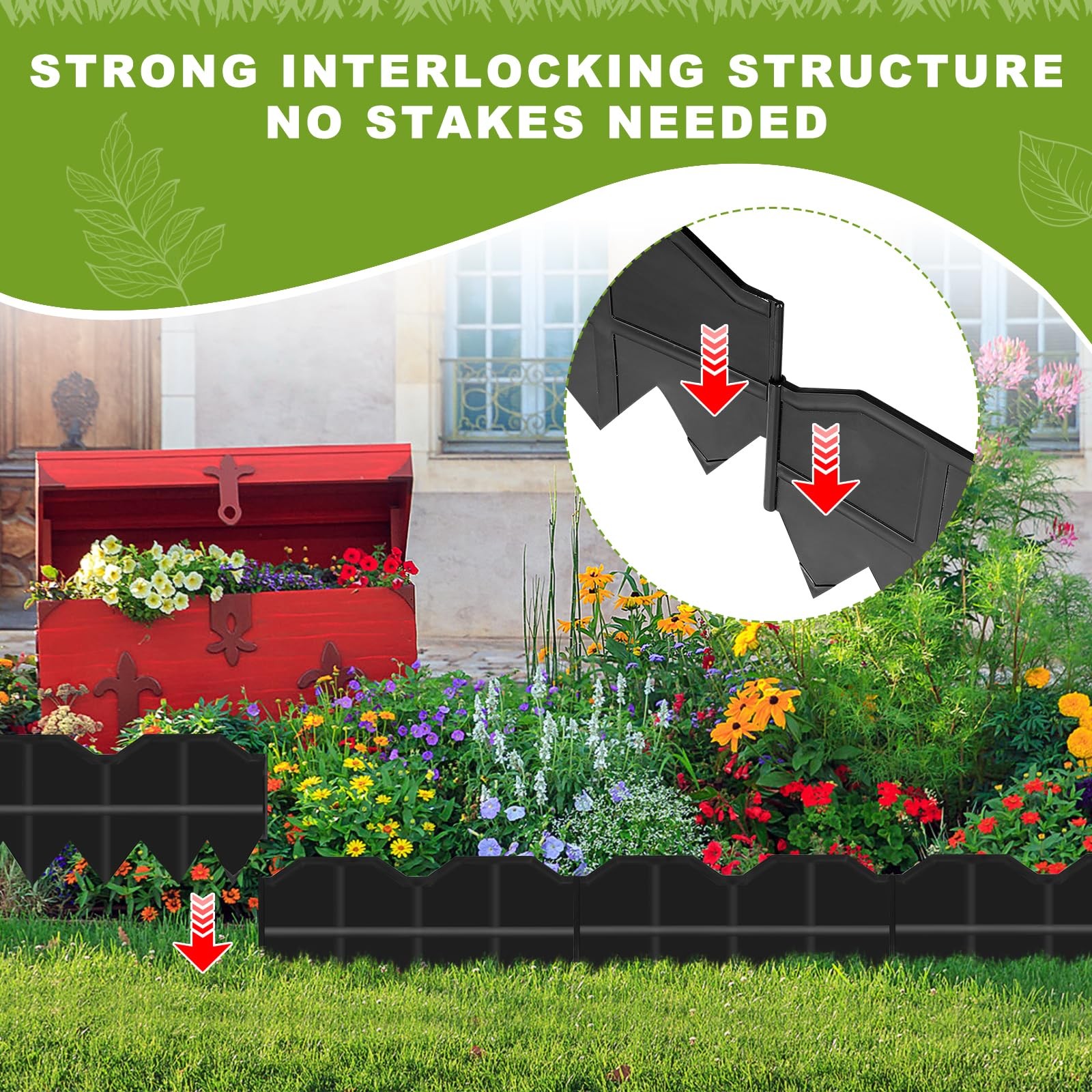 Landscape Edging, No Dig Interlocking Garden Edging Border for Landscaping, F...