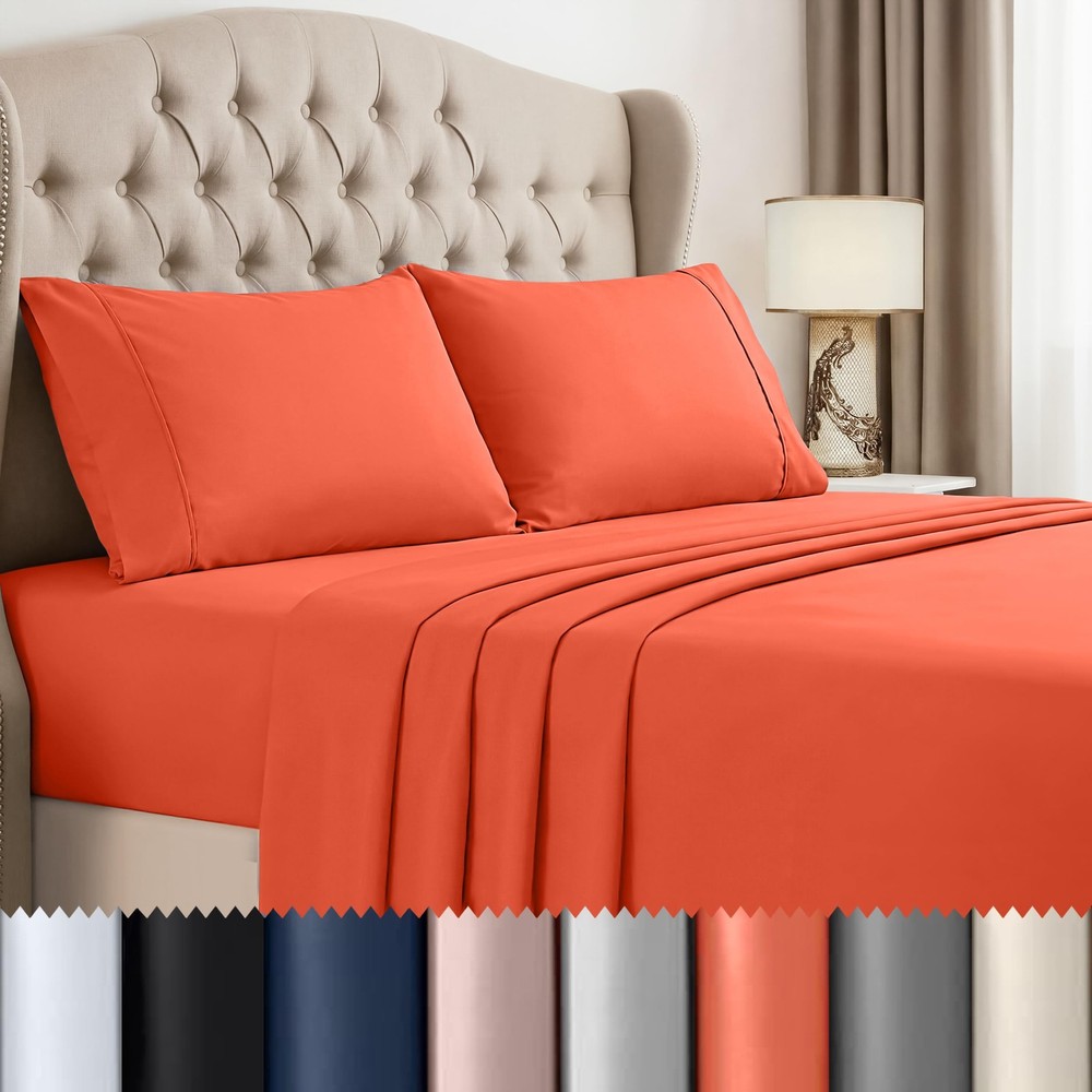 Beddora King Sheets Set – 4 Piece Soft & Cooling King Bed Sheets Set – Deep P...