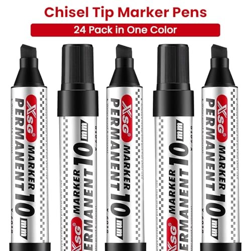 24pcs Extra Large Chisel Tip Black Thick Permanent Markers Set Jumbo Permanent