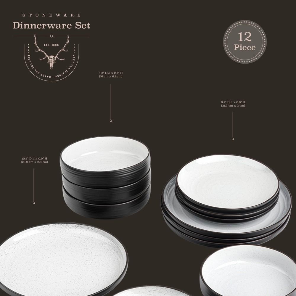 Yellowstone Beth 12-Piece Ceramic Dinnerware Set