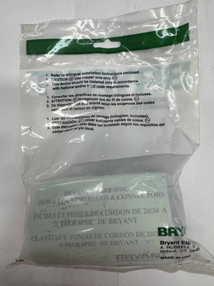 Bryant 71130NC Locking Connector, 3P 3W 30A 250V 3PH
