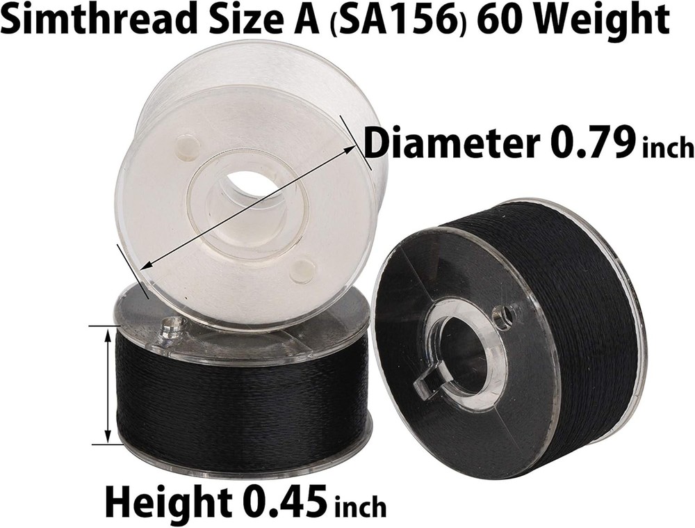 Simthread 25pcs 15White+10Black Prewound Bobbin Thread Size A Class 15 (SA156) 6