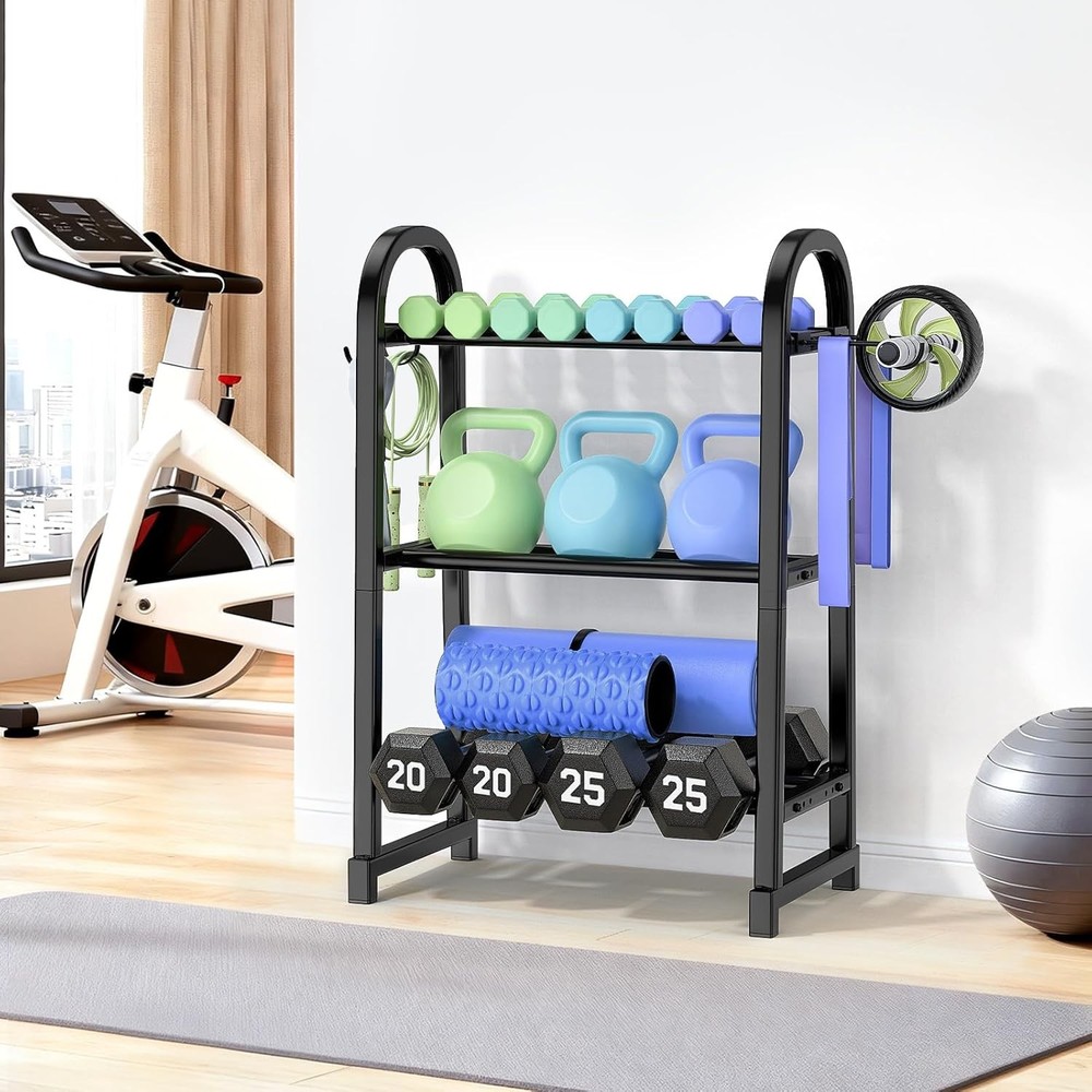 3 Tier Dumbble Rack Adjustable Dumbbell Storage Rack Space-Saving 360LB Capacity