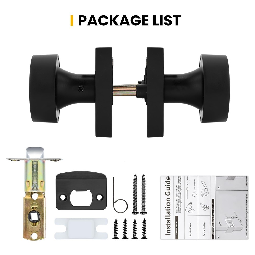 Black Closet Door Knobs Interior, Matte Black Passage Interior Door Knobs, He...