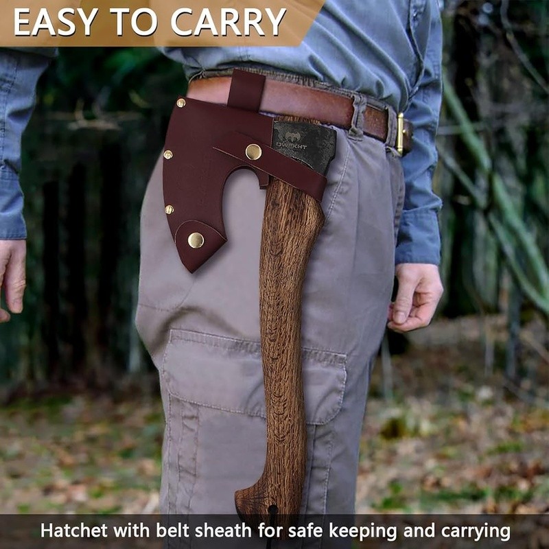Multipurpose Camping Hatchet Durable Beech Handle Wood Splitting Axe W/ Sheath