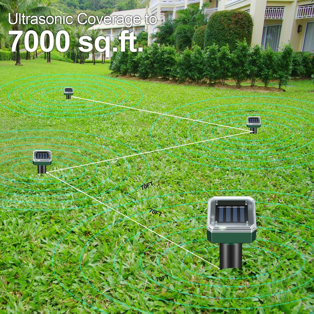 Mole Repellent for Lawns 8 Pack, Solar Powered Repeller Dark Green
