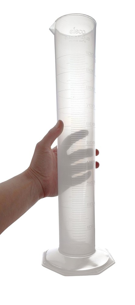 Graduated Cylinder, 1000mL - Class B Tolerance - Octagonal Base - Polypropyle...