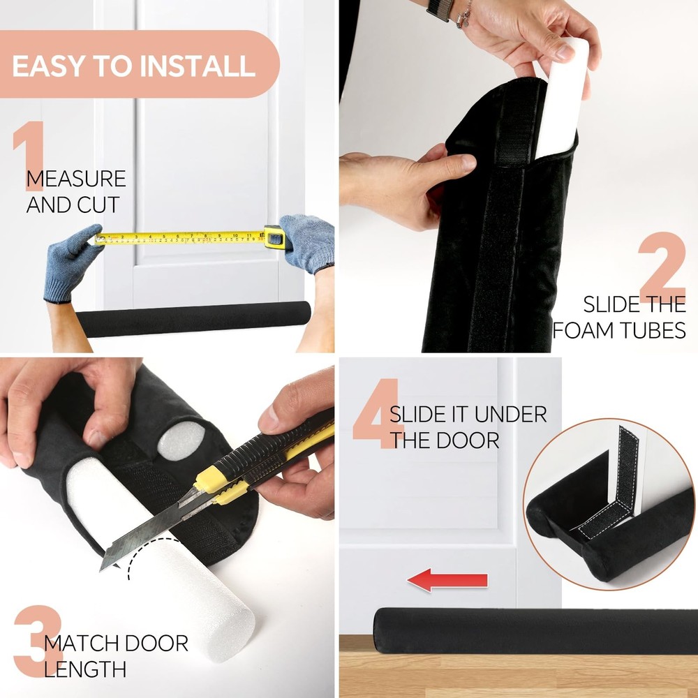 Adjustable Under Door Draft Stopper, 30"-36" Double Side Block Design, Windpr...