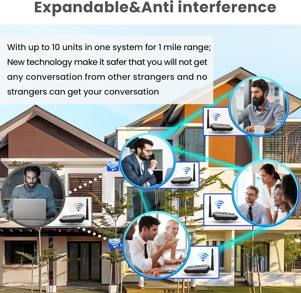 (2) Wuloo Full Duplex 2-Way Audio Wireless Intercom System 5280ft Range S600-P2