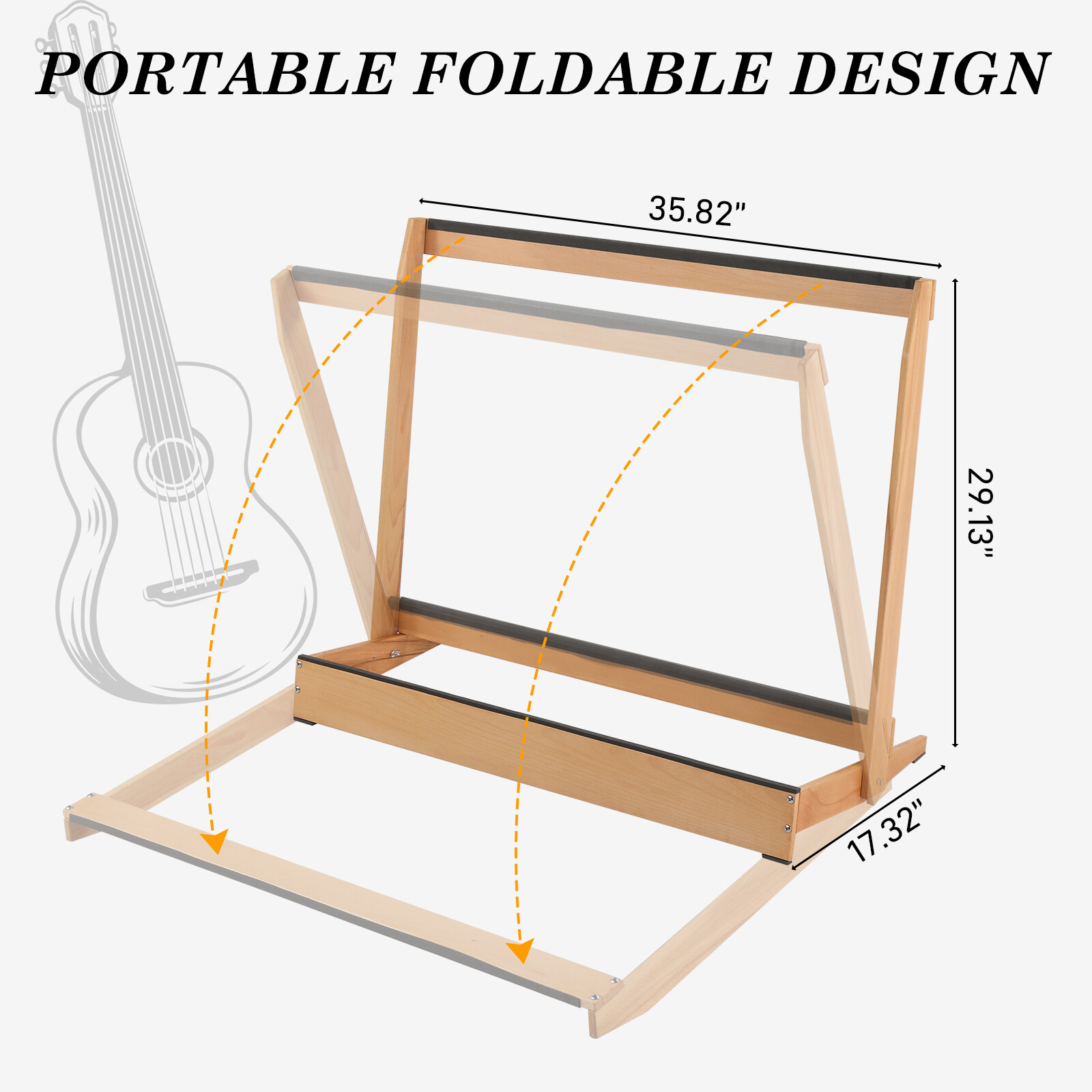 Multiple Guitar Case Rack Stand, Hardwood Folding Guitar Hard Case Stand