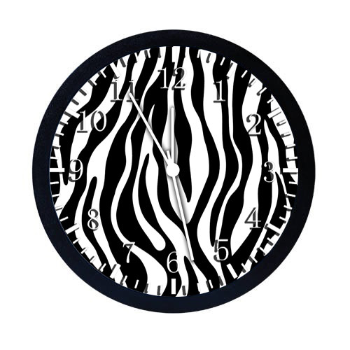 Zebra Black Frame Wall Clock E01