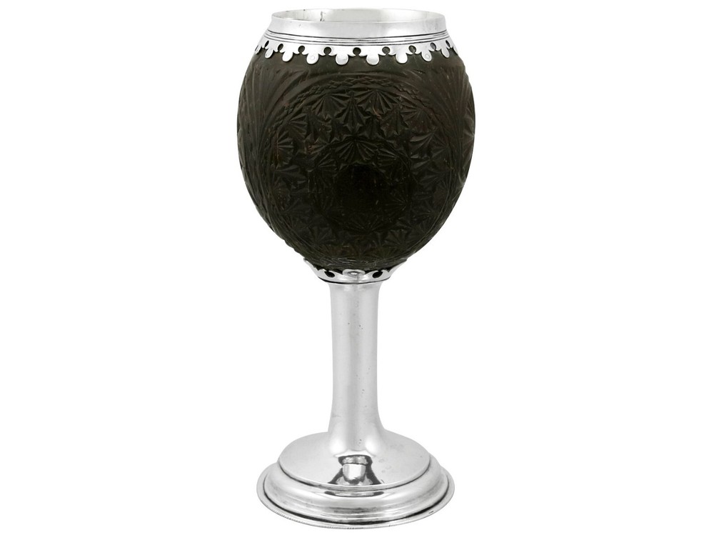 1820s Antique Silver Mounted Coconut Cup