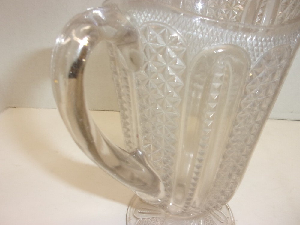 Vintage McKee Brothers Doric Pitcher EAPG Feather Pattern No Chips Or Cracks