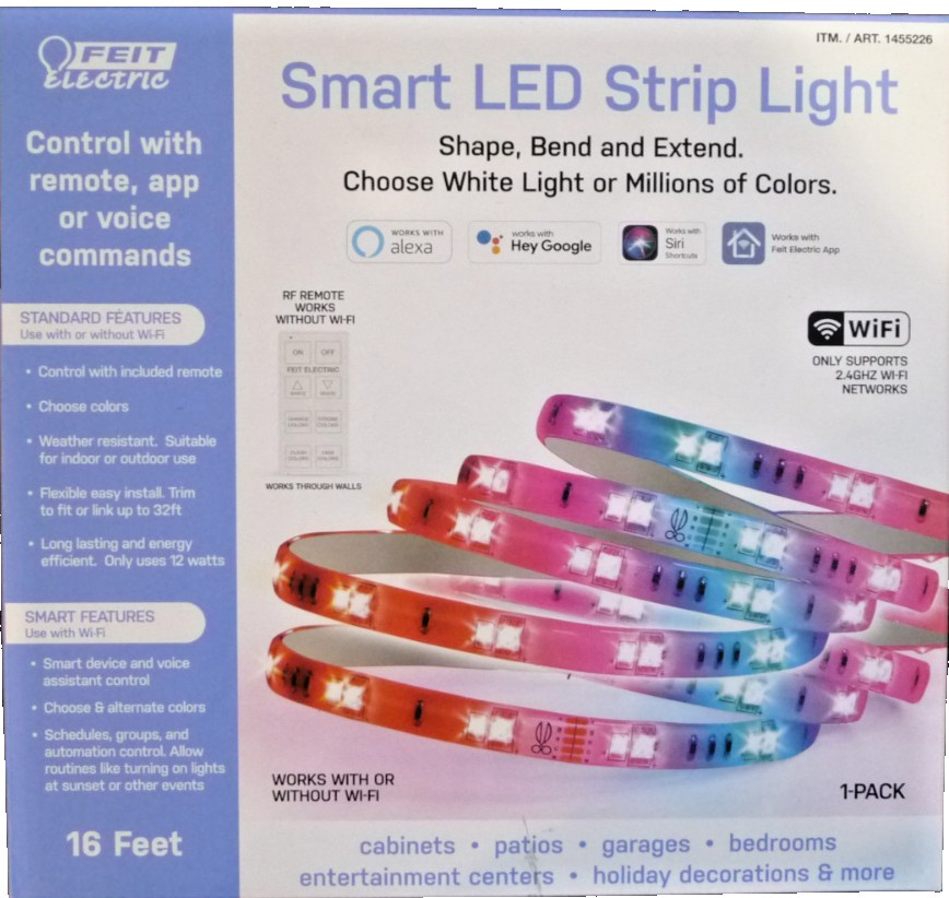 Feit Electric Voice & Smart Phone Responsive LED Smart LightStrips Multicolor