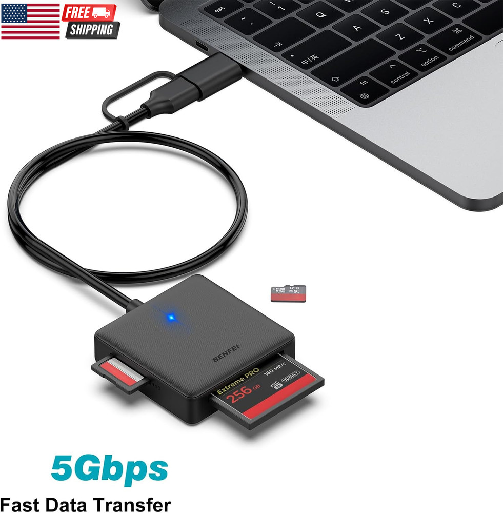 SD 4.0 Card Reader, USB-C/USB-A 2-In-1 Memory Card Reader, for SDXC, SDHC, SD, M