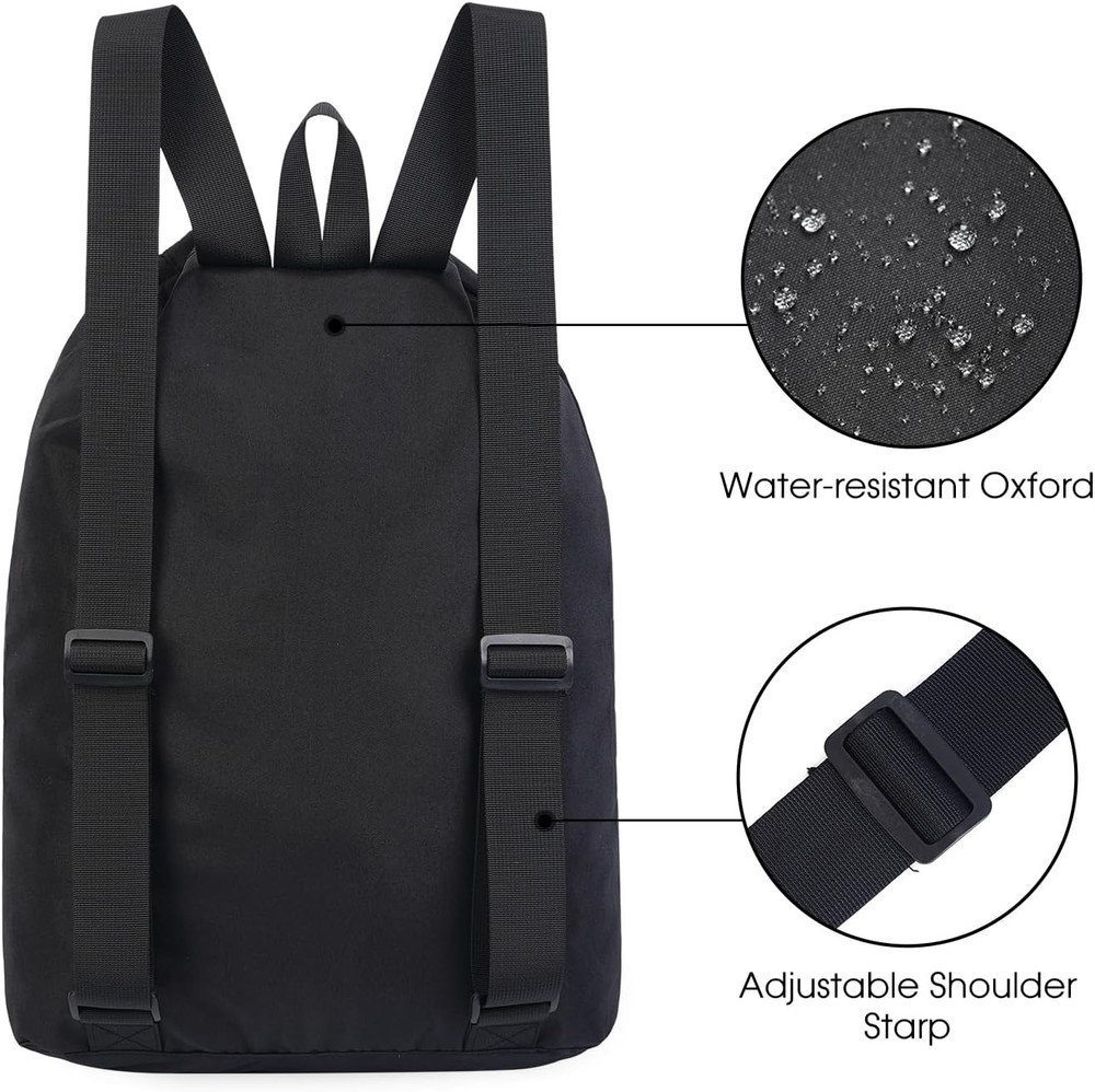 WANDF Swim Bag Mesh Drawstring Backpack Beach for One Size, Black