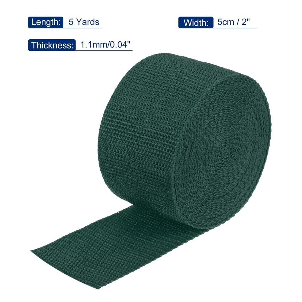 Lightweight Polypropylene Webbing Strap 5cm 5 Yard Dark Green