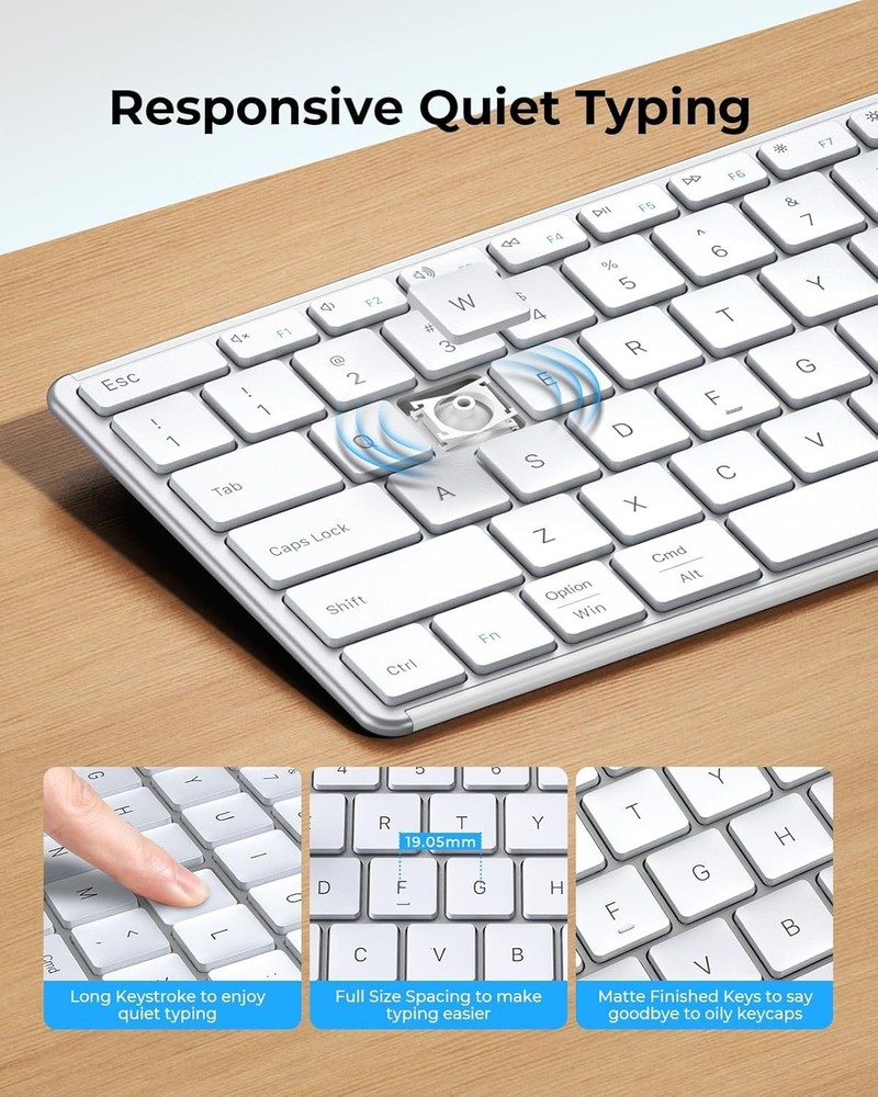 Seenda SKM64-3 Bluetooth 3 Multi-Device Connection Wireless Keyboard & Mouse