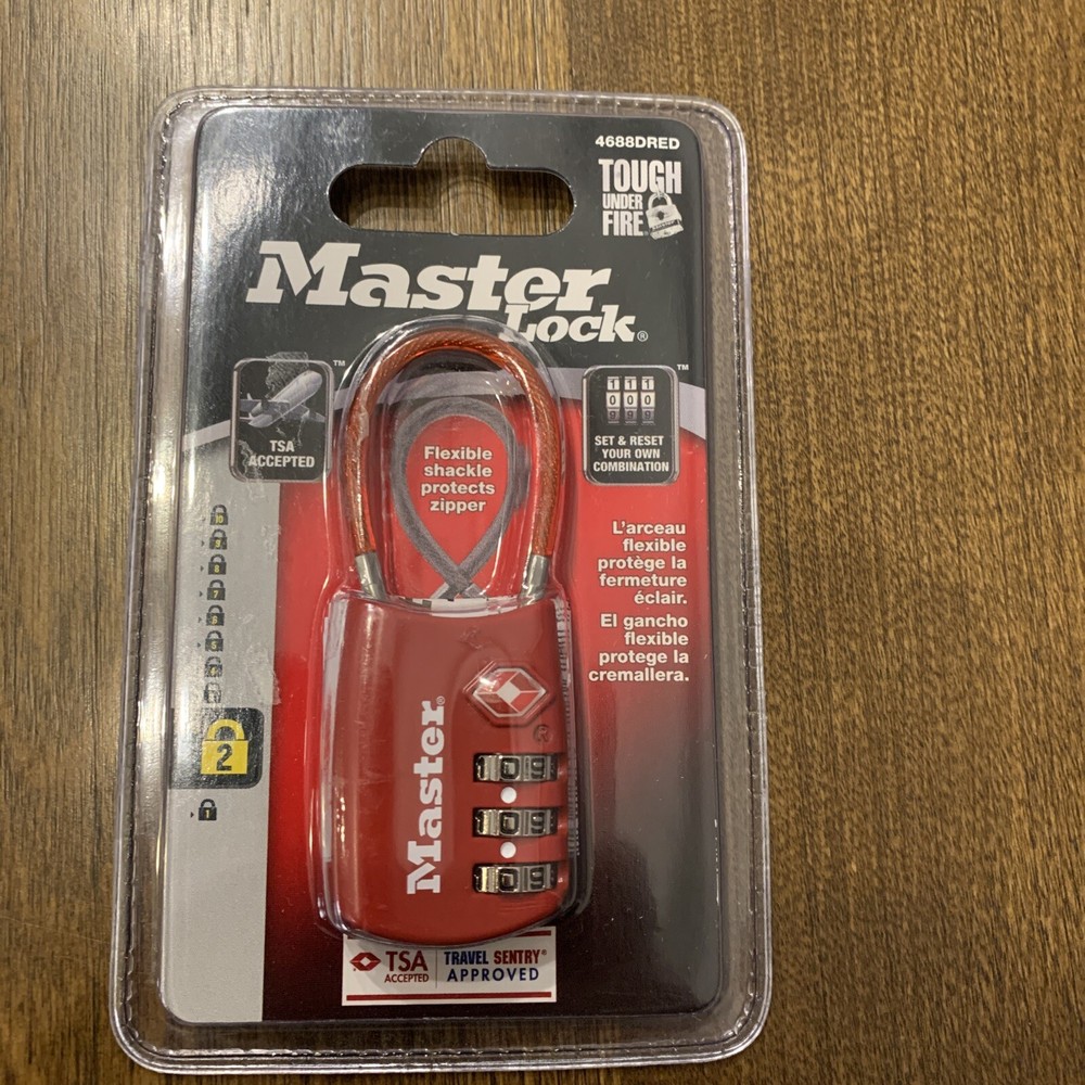 MASTER LOCK 4688DRED Combination Padlock,1 2/3 in,Oval,Red